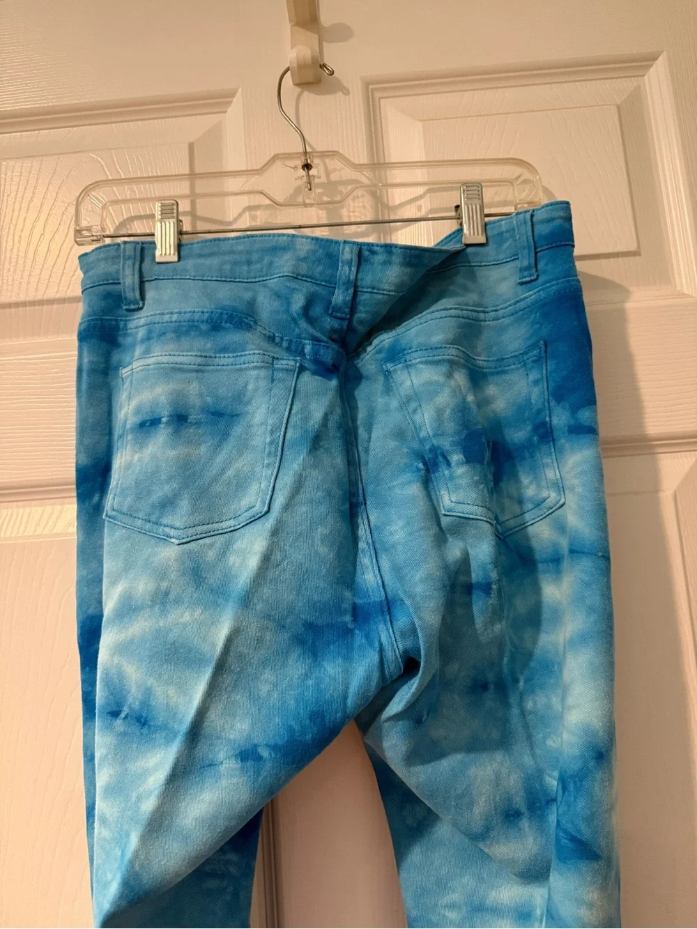 Tie-Dye Blue Flare Jeans - Women’s Wide Leg, flare cut, size 8